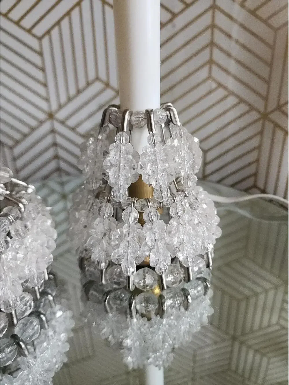 Vintage Petite Beaded Boudoir Accent Lamp